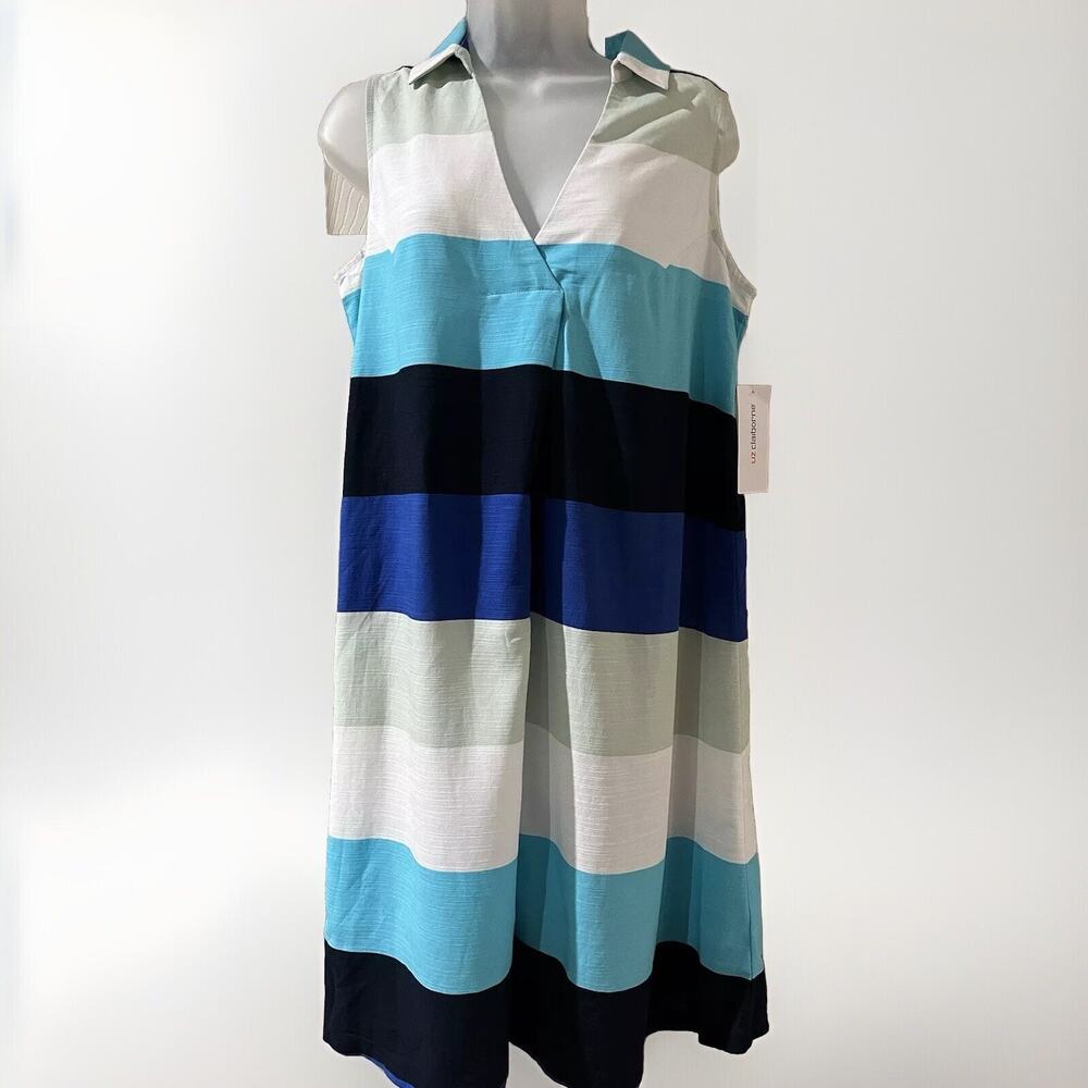 Liz Claiborne Lightweight Striped Summer Sheath Dress size 4- NWT